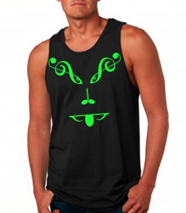 Face of Music Black Tank Top Neon Green - DJ Clothing from JimmyTheSaint
