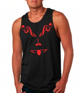 Face of Music Black Tank Top Neon Red - DJ Clothing from JimmyTheSaint