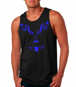 Face of Music Black Tank Top Neon Blue - EDM Clothing from JimmyTheSaint
