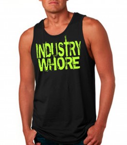 Industry Whore Black Tank Top Neon Yellow - EDM Clothing from JimmyTheSaint